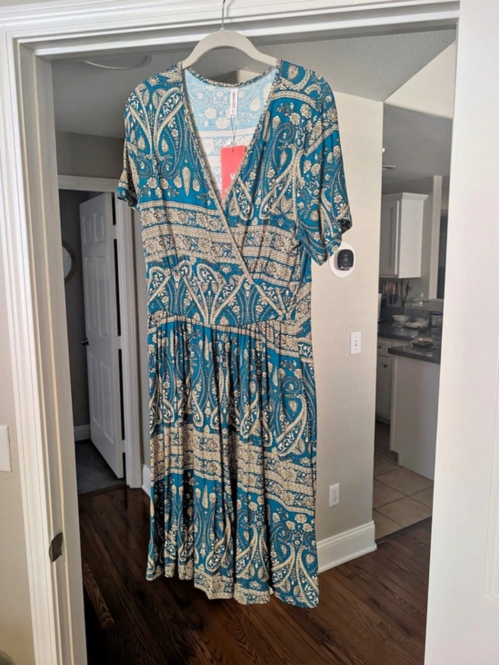 Weaczzy Paisley Maxi Dress in Turquoise & Beige NWT